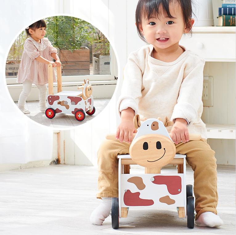1歳に喜ばれるおしゃれな知育積み木付き手押し車