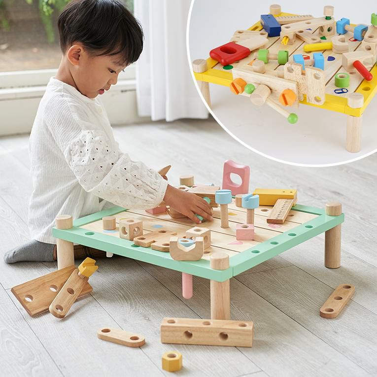 3歳の木のおもちゃランキング1位脳を育てる大工さん遊びの木のおもちゃ「カーペンターテーブル」