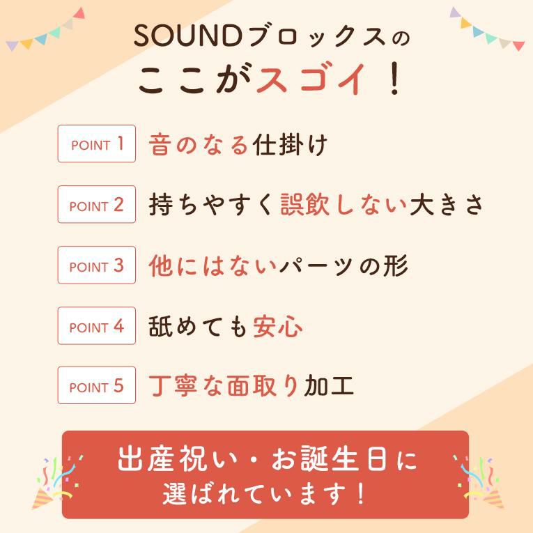 【名入れパーツもう一つプレゼント】 SOUNDブロックスLarge （シャーベット） ＜ 10ヶ月 1歳 2歳＞ Edute(エデュテ）